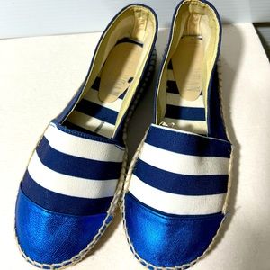 Clara Duran Striped Navy White Espadrilles Size 37 made in Spain canvas